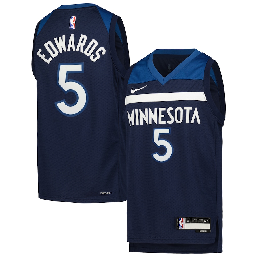 Anthony Edwards Minnesota Timberwolves Nike Youth Swingman Jersey - Icon Edition - Navy thumbnail 2