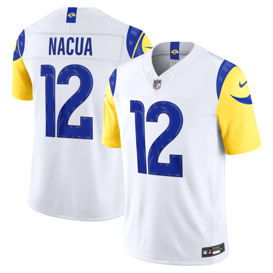 Puka Nacua Los Angeles Rams Nike Vapor F.U.S.E. Stitched Limited Jersey - White thumbnail 2