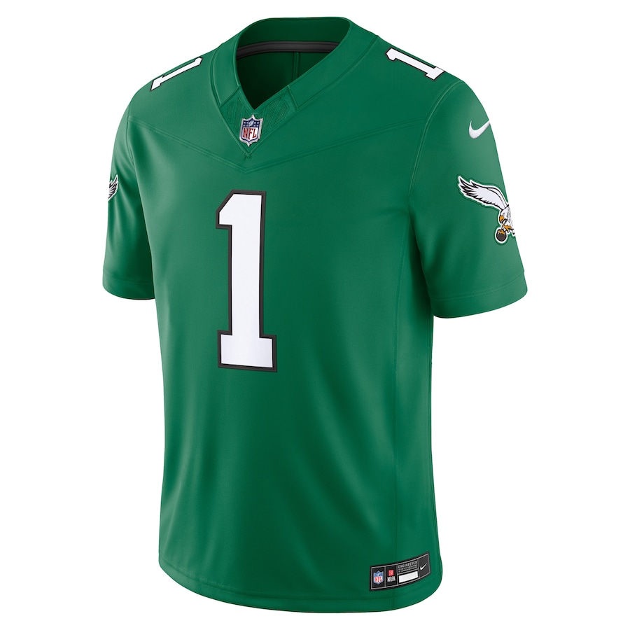 Jalen Hurts Philadelphia Eagles Nike Alternate Vapor F.U.S.E. Stitched Limited Jersey - Kelly Green thumbnail 3