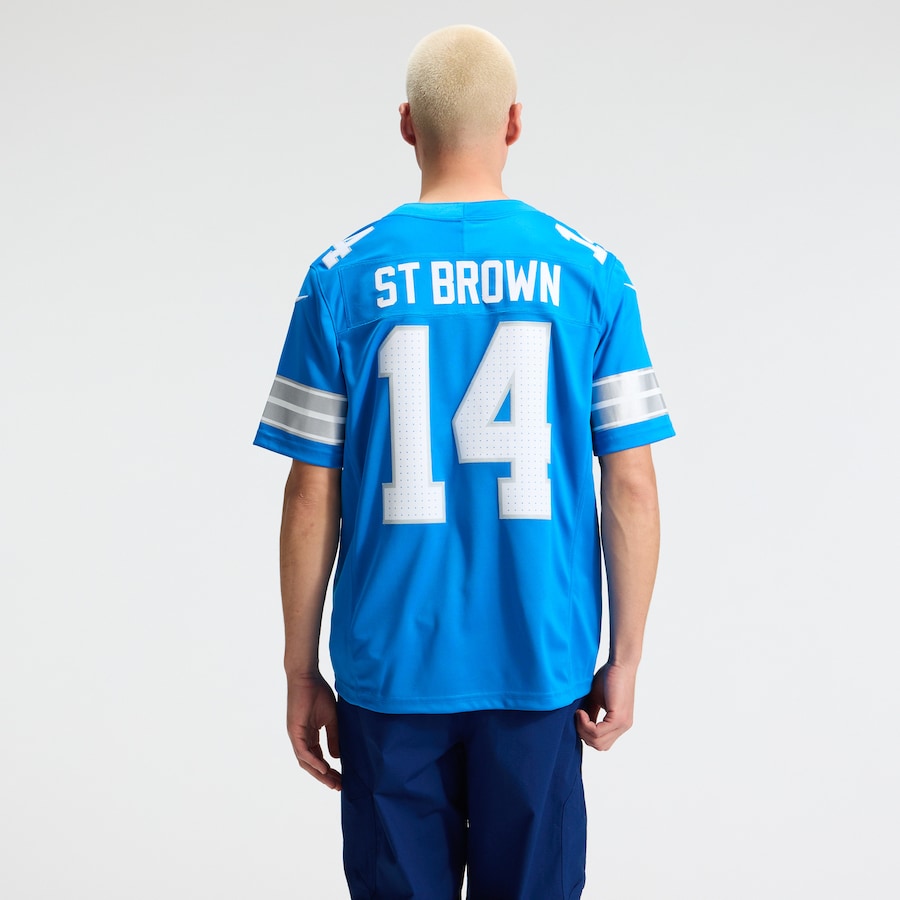 Amon-Ra St. Brown Detroit Lions Nike Team Vapor F.U.S.E. Stitched Limited Jersey - Blue thumbnail 4
