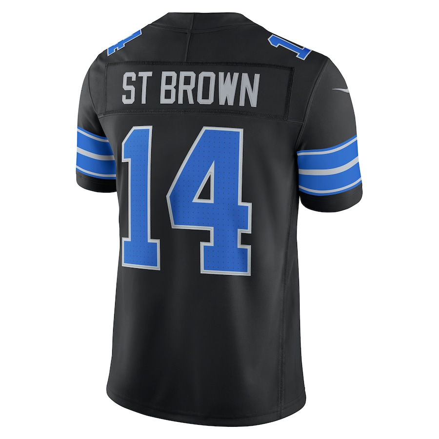Amon-Ra St. Brown Detroit Lions Nike Alternate Vapor F.U.S.E. Stitched Limited Jersey - Black thumbnail 4