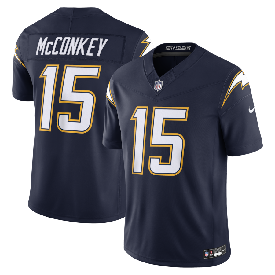Ladd McConkey Los Angeles Chargers Nike Alternate Super Chargers Vapor F.U.S.E. Stitched Limited Jersey - Navy thumbnail 2