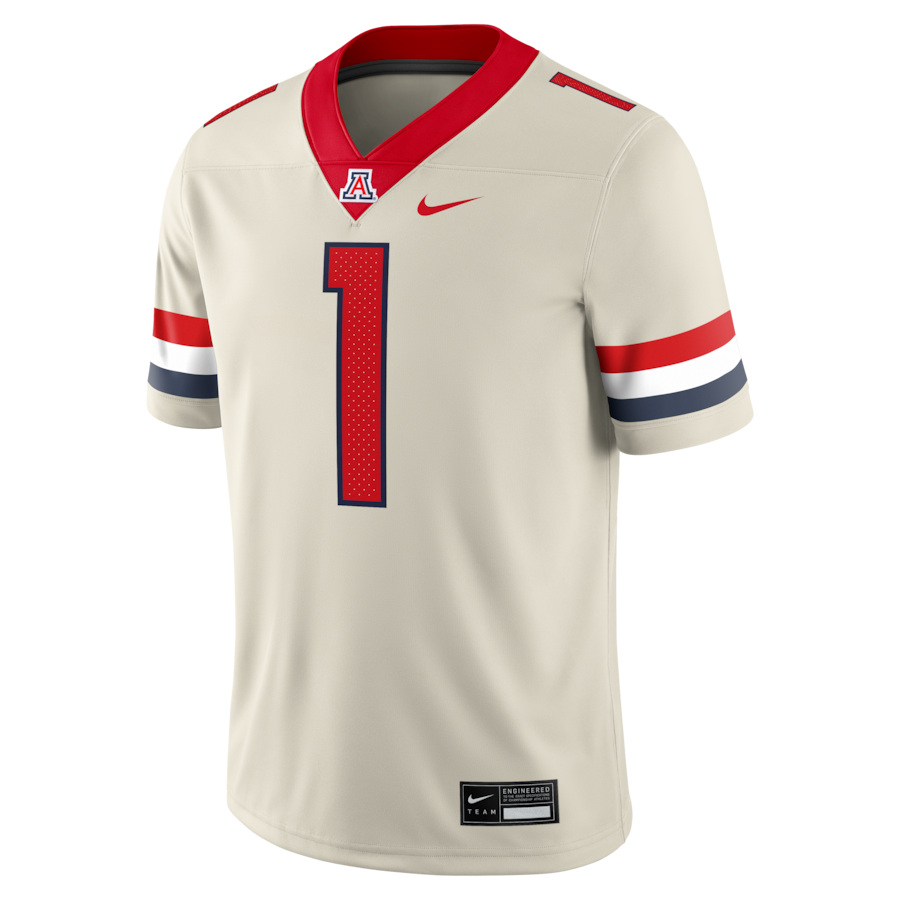 #1 Arizona Wildcats Nike Alternate Game Football Jersey - Cream thumbnail 3