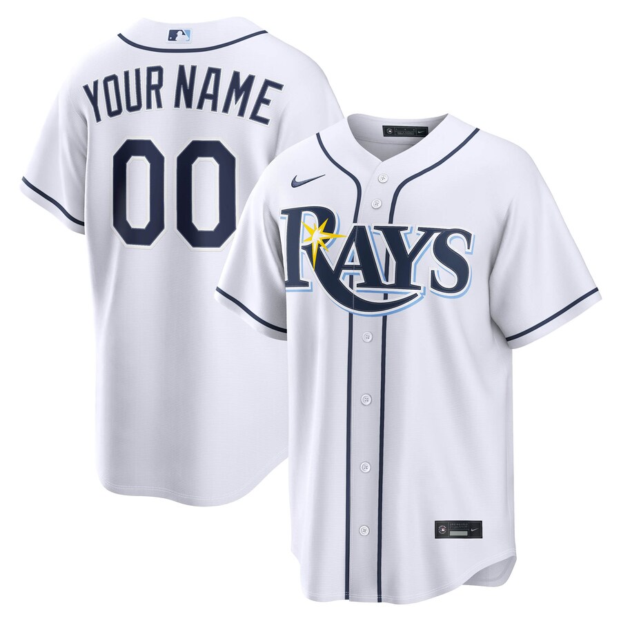 Tampa Bay Rays Nike Home Replica Custom Jersey - White thumbnail 1