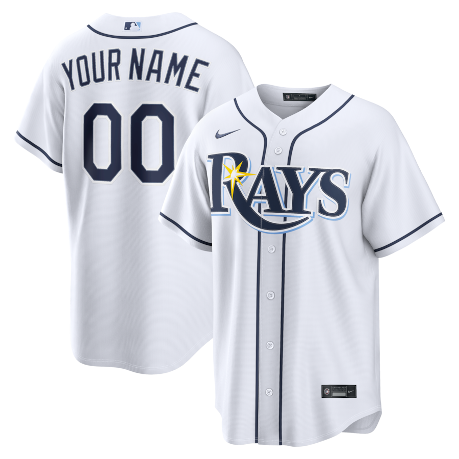Tampa Bay Rays Nike Home Replica Custom Jersey - White thumbnail 2