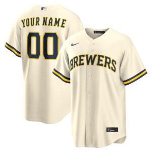 Milwaukee Brewers Nike Home Replica Custom Jersey - Cream