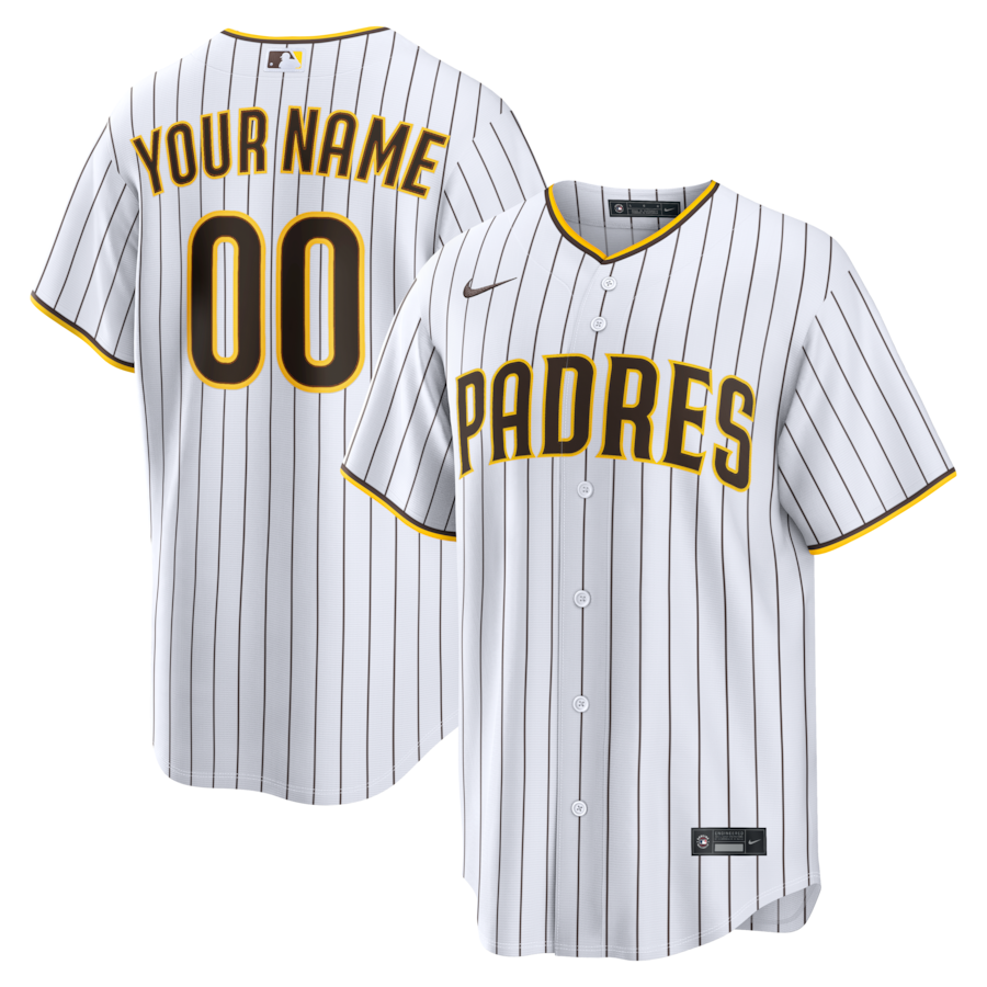 San Diego Padres Nike Home Replica Custom Jersey - White thumbnail 2