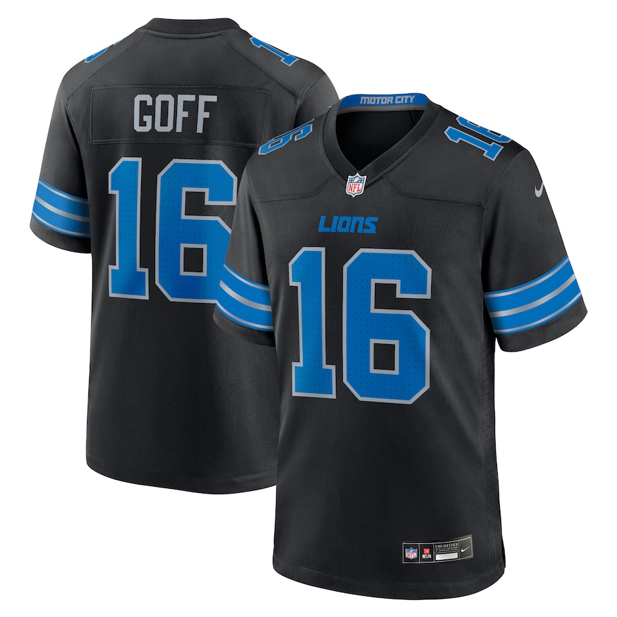 Jared Goff Detroit Lions Nike 2nd Alternate Game Jersey - Black thumbnail 2