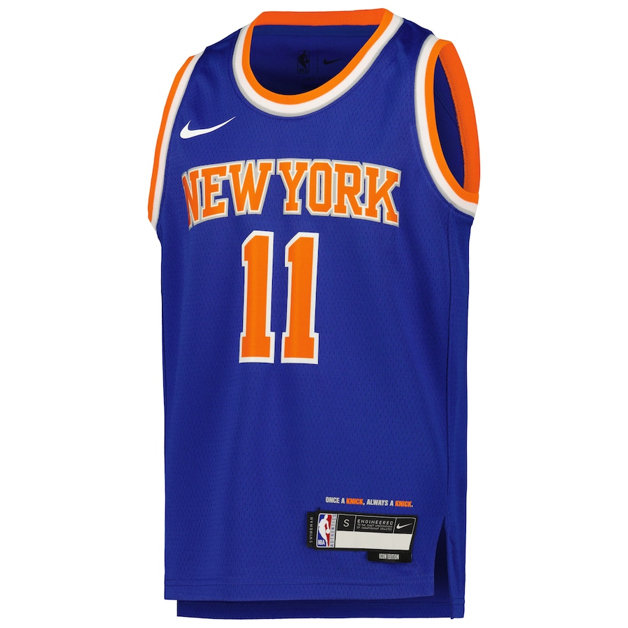 Jalen Brunson New York Knicks Nike Youth Swingman Jersey - Icon Edition - Blue thumbnail 3