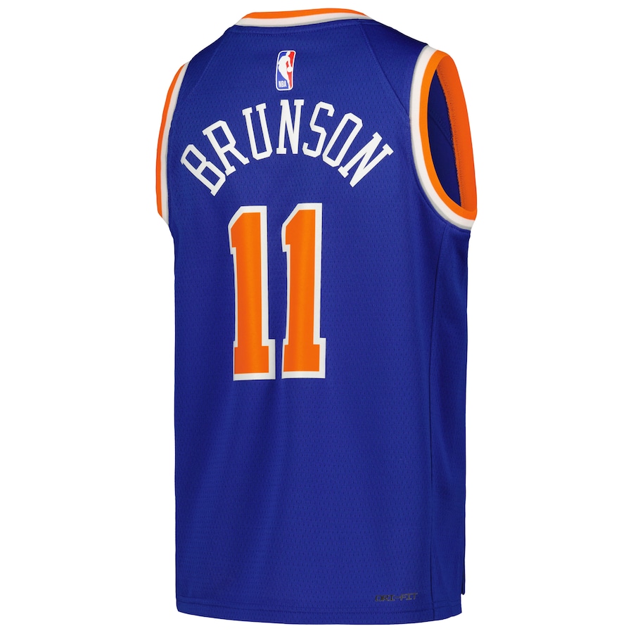 Jalen Brunson New York Knicks Nike Youth Swingman Jersey - Icon Edition - Blue thumbnail 4