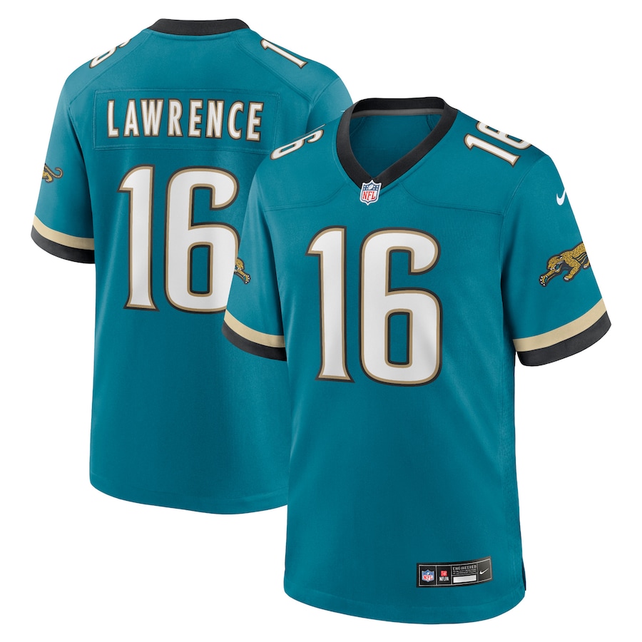 Trevor Lawrence Jacksonville Jaguars Nike Prowler Throwback Player Game Jersey - Teal thumbnail 2