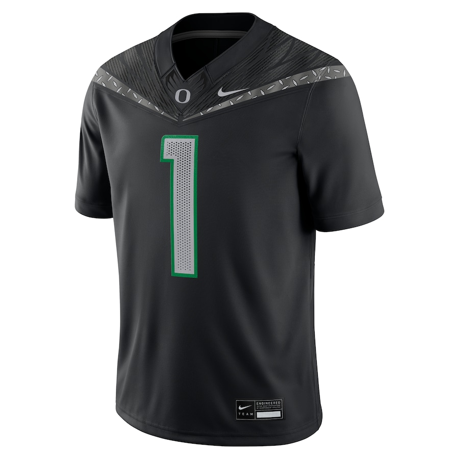 #1 Oregon Ducks Nike Game Jersey - Black thumbnail 3