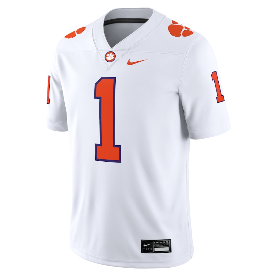 #1 Clemson Tigers Nike Game Jersey - White thumbnail 3