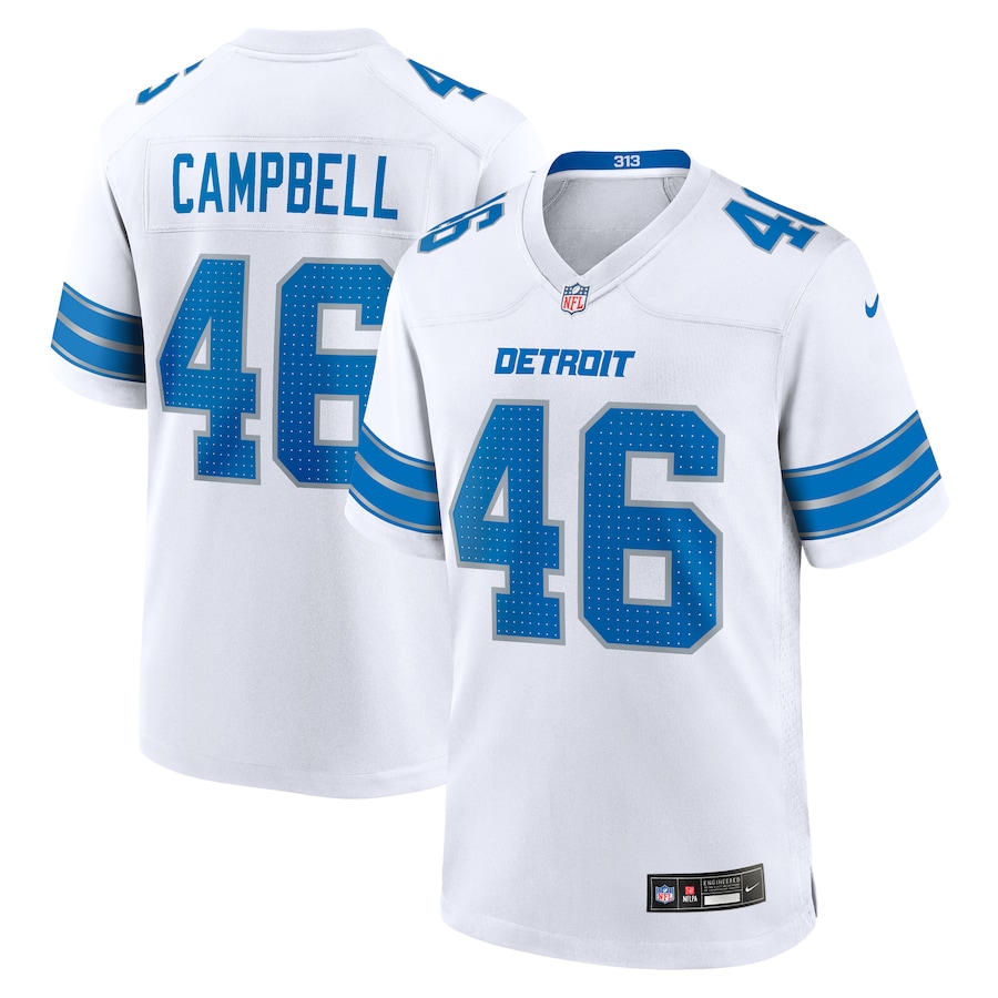 Jack Campbell Detroit Lions Nike White Game Jersey -  White thumbnail 2