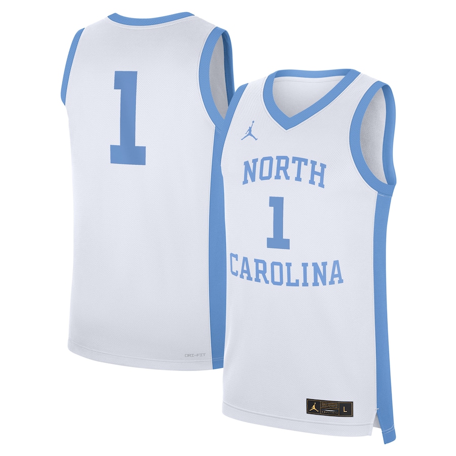 #1 North Carolina Tar Heels Jordan Brand Alternate Replica Jersey - White thumbnail 2