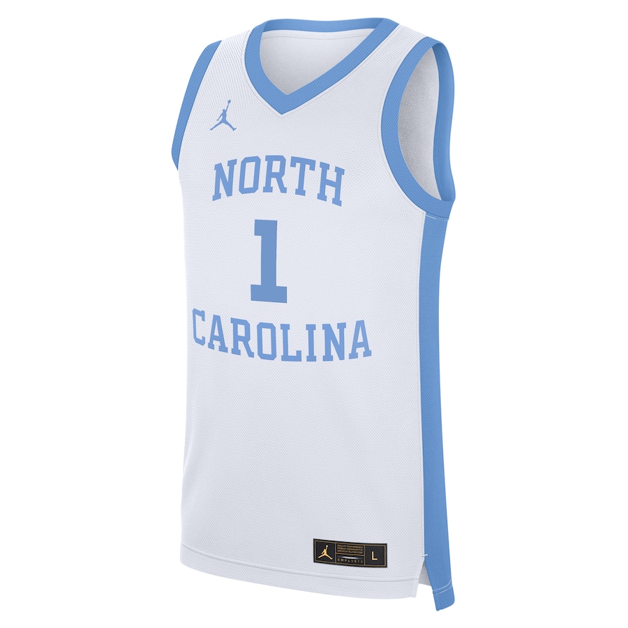 #1 North Carolina Tar Heels Jordan Brand Alternate Replica Jersey - White thumbnail 3