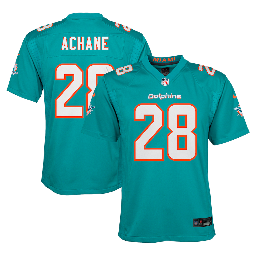 De’Von Achane Miami Dolphins Nike Youth Game Jersey - Aqua thumbnail 2
