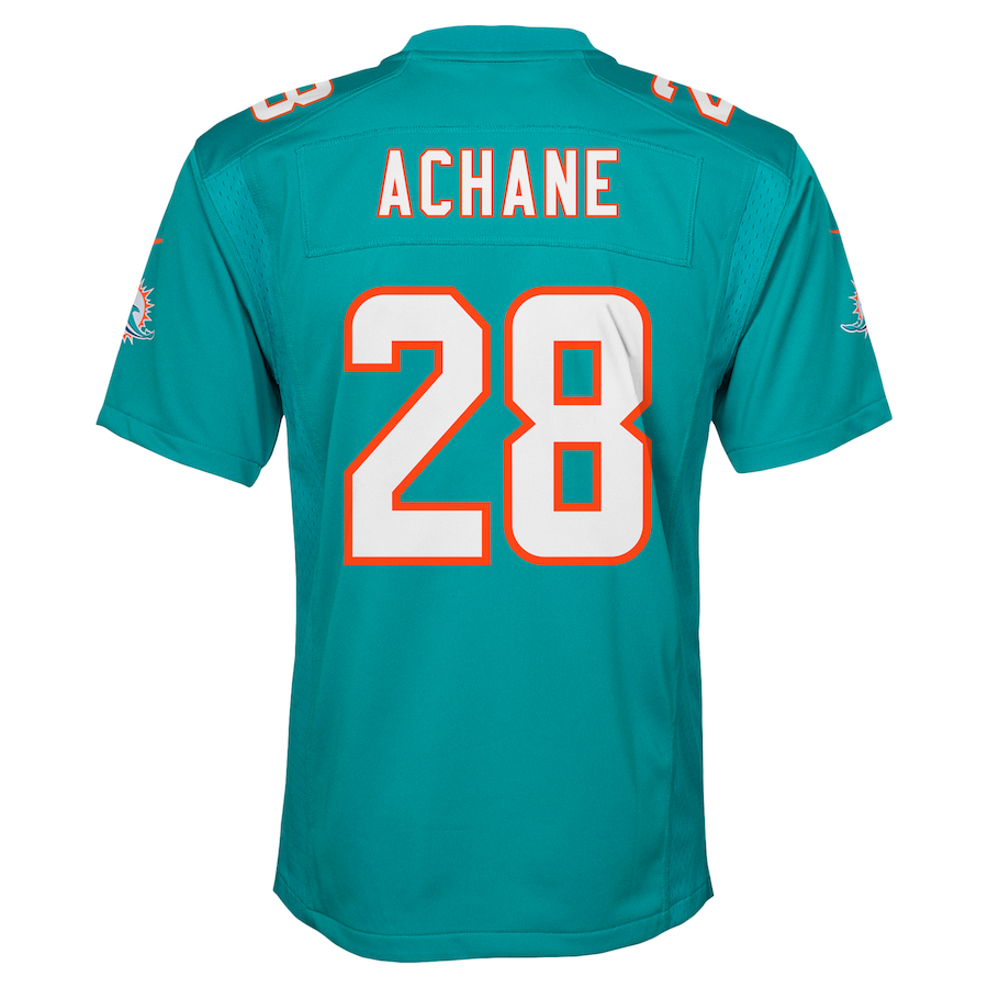 De’Von Achane Miami Dolphins Nike Youth Game Jersey - Aqua thumbnail 4