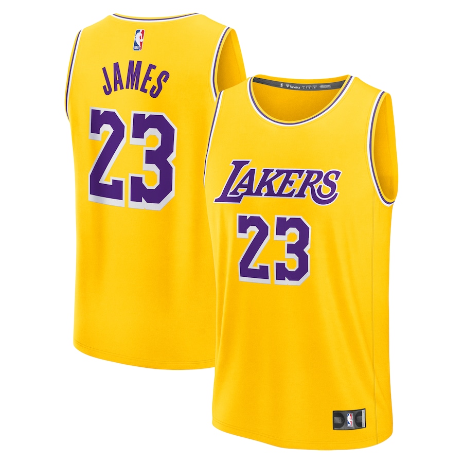 LeBron James Los Angeles Lakers Fanatics Fast Break Replica Jersey - Icon Edition - Gold thumbnail 2