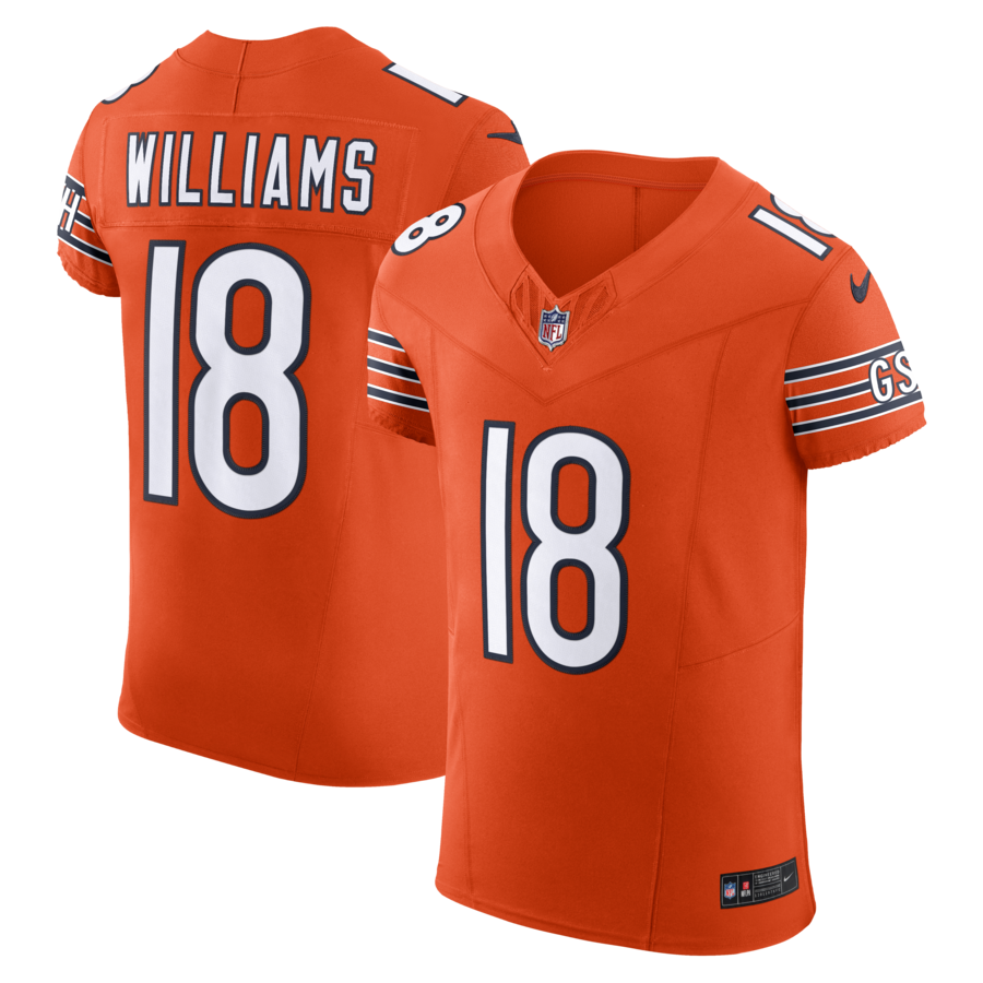 Caleb Williams Chicago Bears Nike Alternate Vapor F.U.S.E. Elite Jersey - Orange thumbnail 1