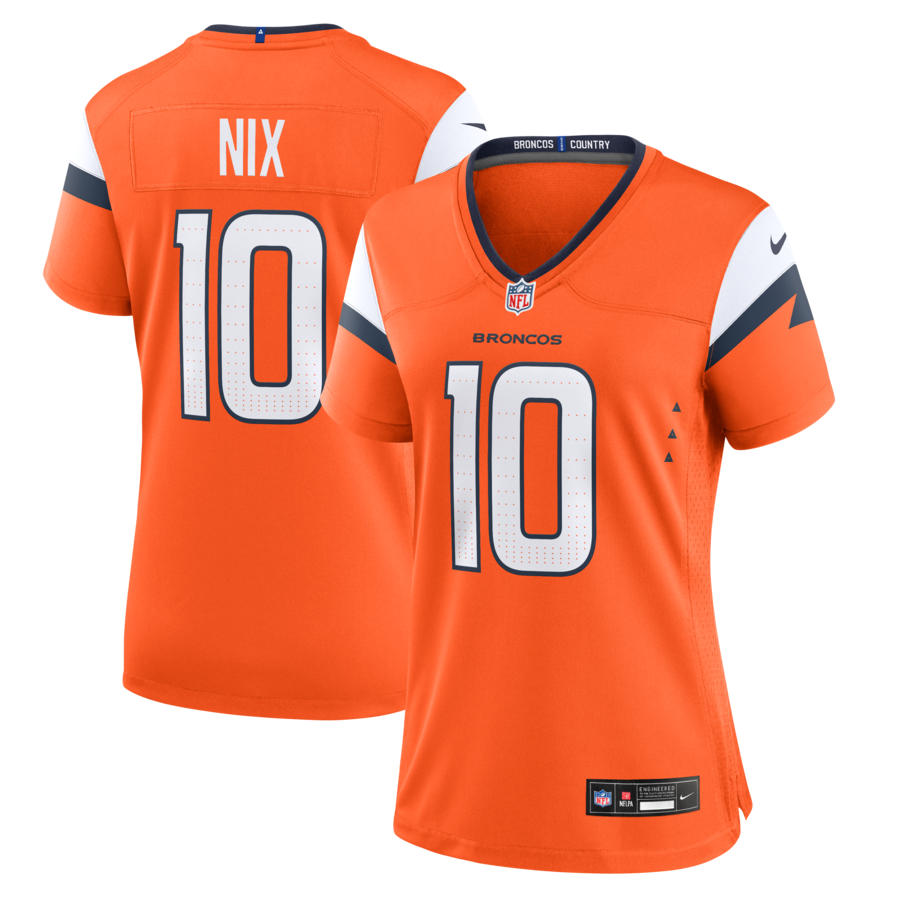 Bo Nix Denver Broncos Nike Women's Game Jersey -  Orange thumbnail 1