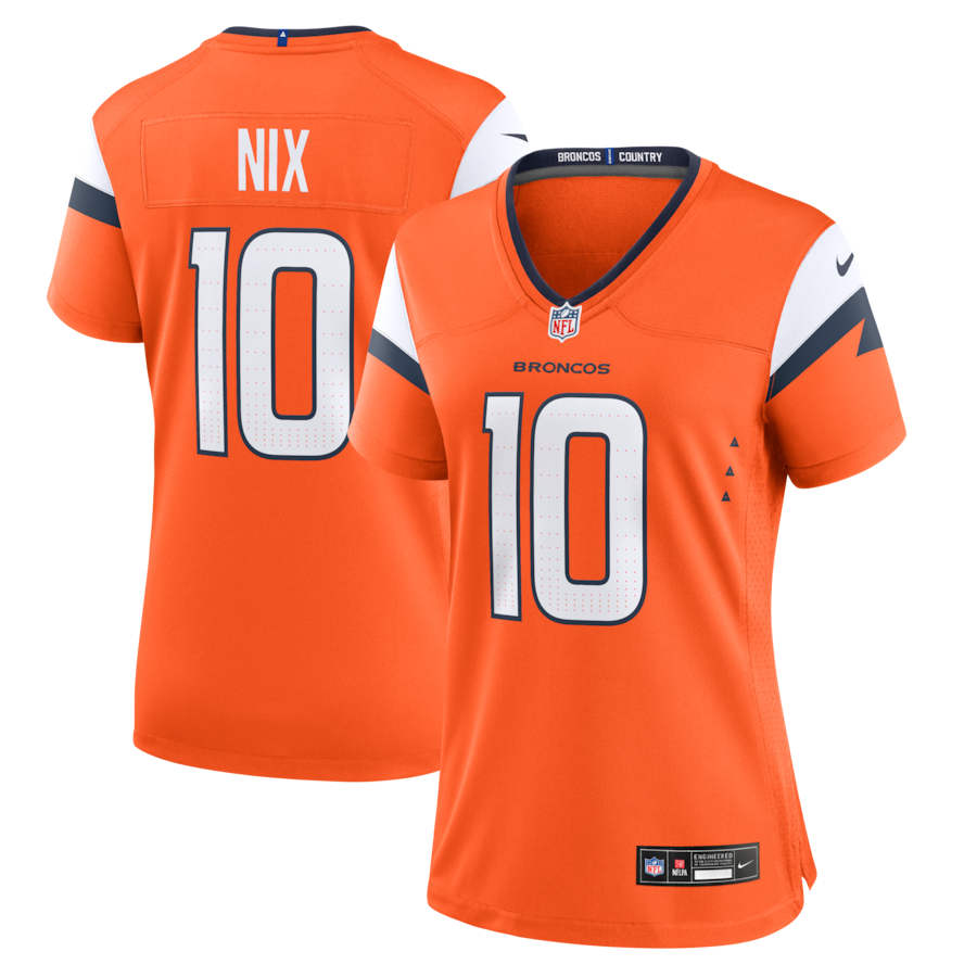 Bo Nix Denver Broncos Nike Women's Game Jersey -  Orange thumbnail 2