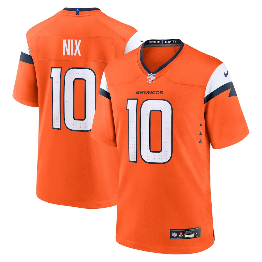 Bo Nix Denver Broncos Nike Youth Game Jersey - Orange thumbnail 2