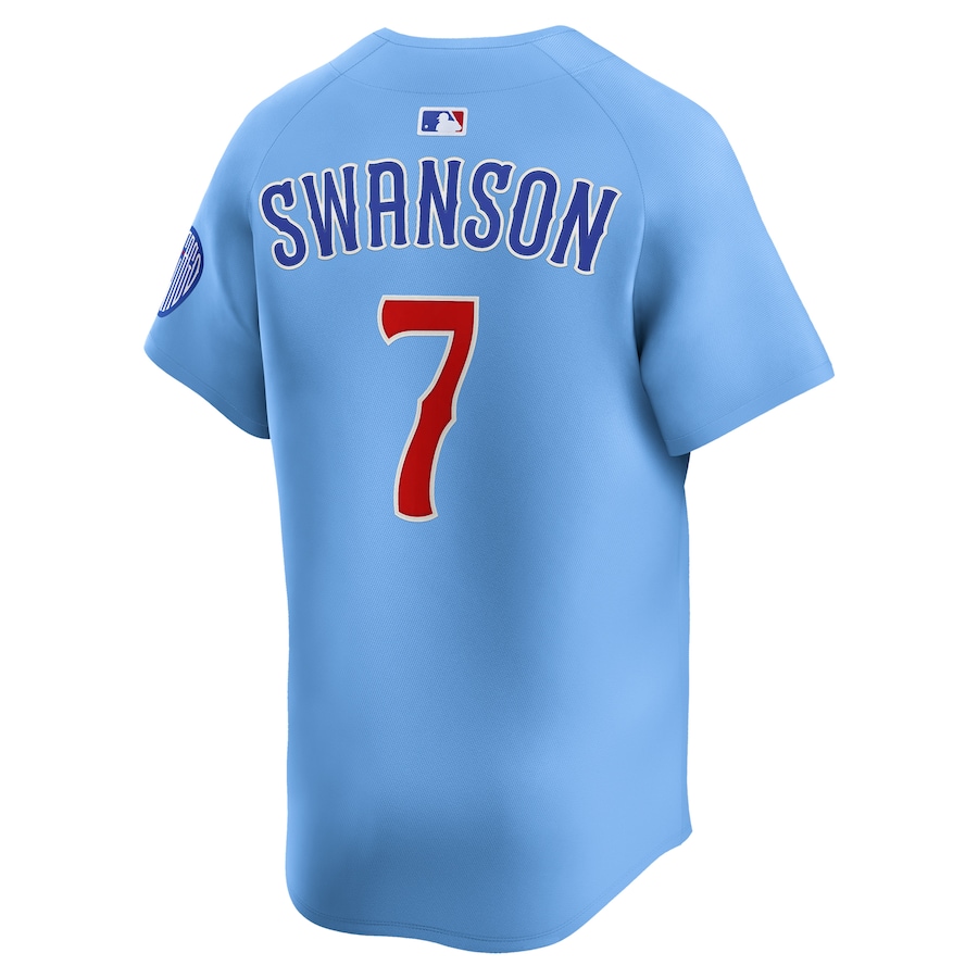 Dansby Swanson Chicago Cubs Nike 2nd Alternate Limited Player Jersey - Baby Blue thumbnail 4