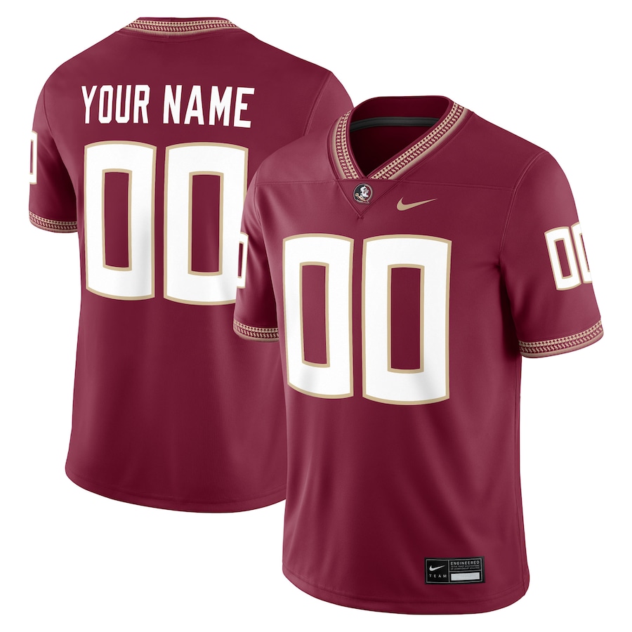 Florida State Seminoles Nike Custom Football Game Jersey - Garnet thumbnail 2