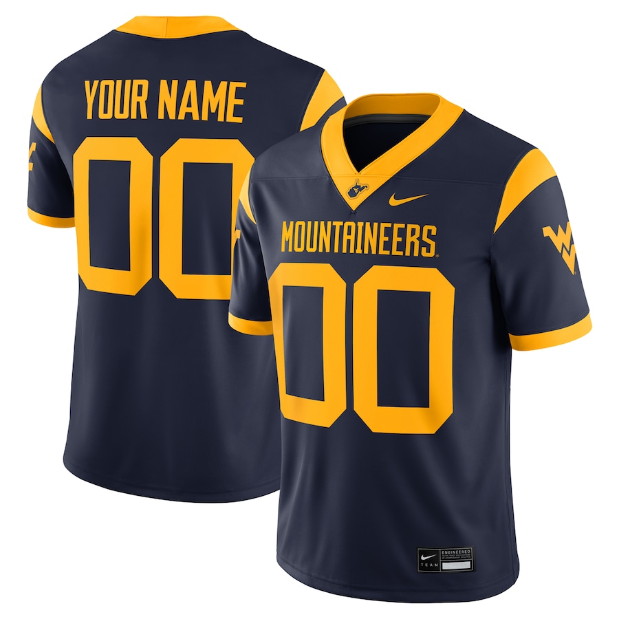 West Virginia Mountaineers Nike Custom Football Game Jersey - Navy thumbnail 2