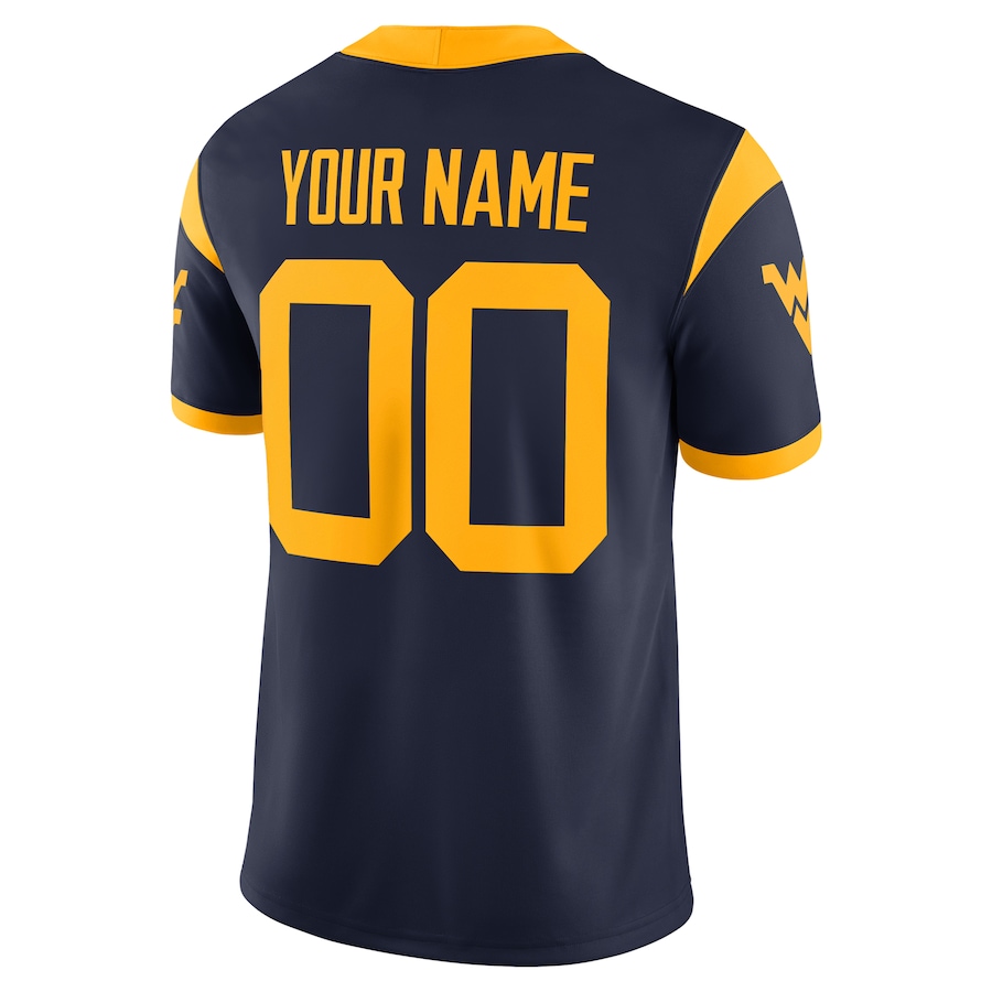 West Virginia Mountaineers Nike Custom Football Game Jersey - Navy thumbnail 4