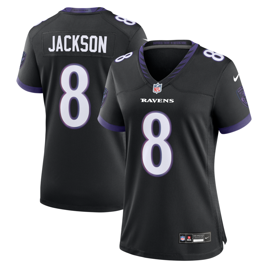 Lamar Jackson Baltimore Ravens Nike Women's Alternate Game Jersey - Black thumbnail 2