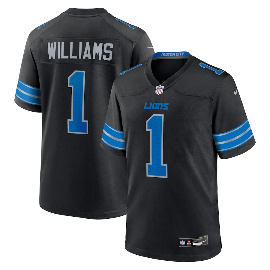 Jameson Williams Detroit Lions Nike Alternate Game Player Jersey - Black thumbnail 2