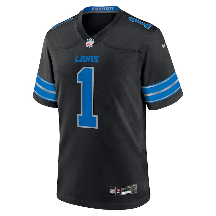 Jameson Williams Detroit Lions Nike Alternate Game Player Jersey - Black thumbnail 3