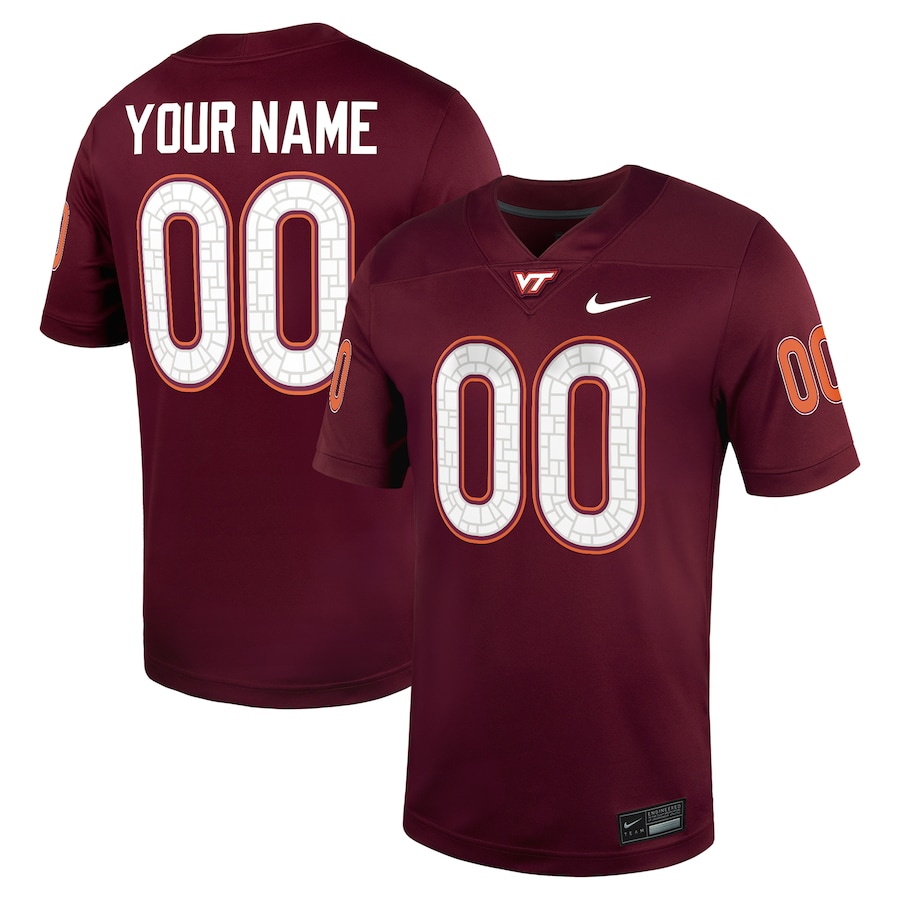 Virginia Tech Hokies Nike Custom Football Game Jersey - Maroon thumbnail 2