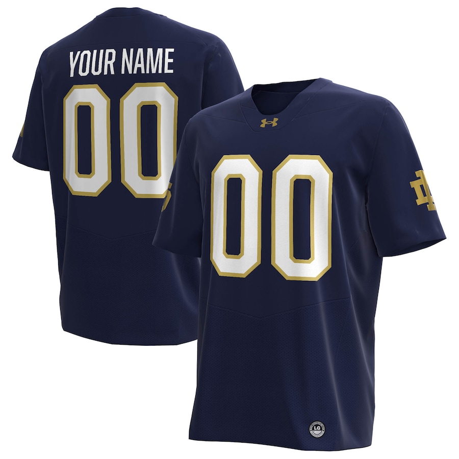 Notre Dame Fighting Irish Under Armour Custom Replica Football Jersey - Navy thumbnail 2