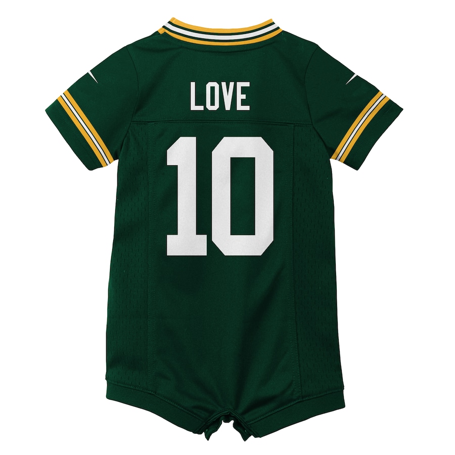 Jordan Love Green Bay Packers Nike Newborn Romper Game Jersey - Green thumbnail 4