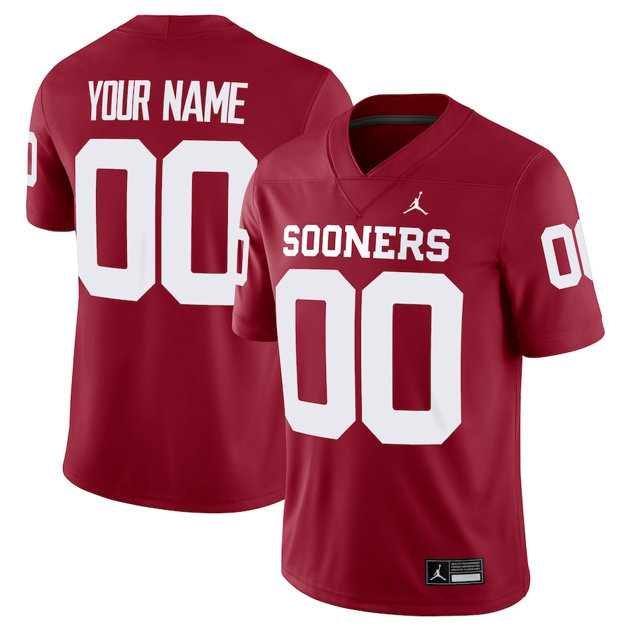Oklahoma Sooners Jordan Brand Custom Football Game Jersey - Crimson thumbnail 2