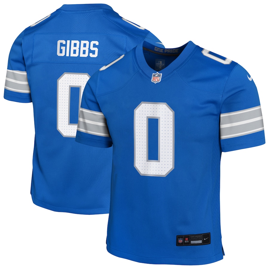 Jahmyr Gibbs Detroit Lions Nike Youth Game Jersey - Blue thumbnail 2