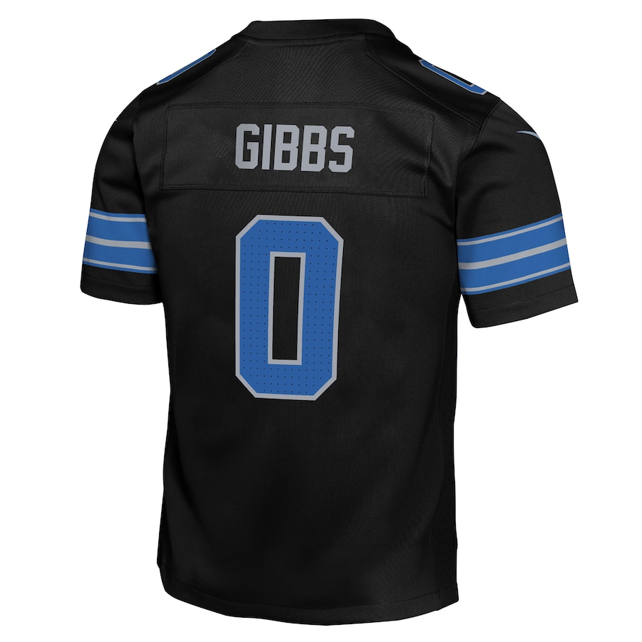Jahmyr Gibbs Detroit Lions Nike Youth Game Jersey - Black thumbnail 4