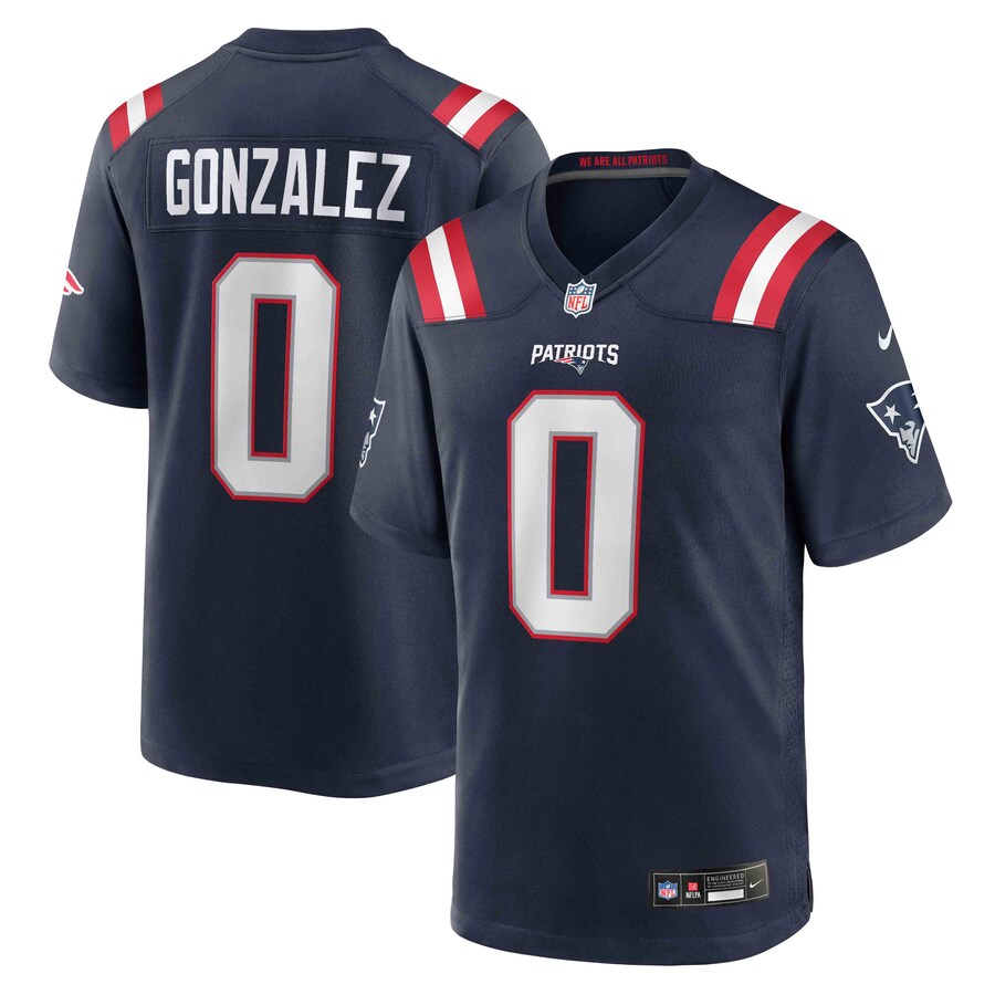 Christian Gonzalez New England Patriots Nike Team Game Jersey -  Navy thumbnail 1