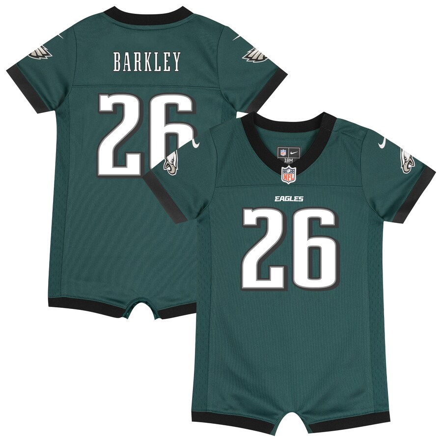 Saquon Barkley Philadelphia Eagles Nike Newborn Romper Game Jersey - Midnight Green