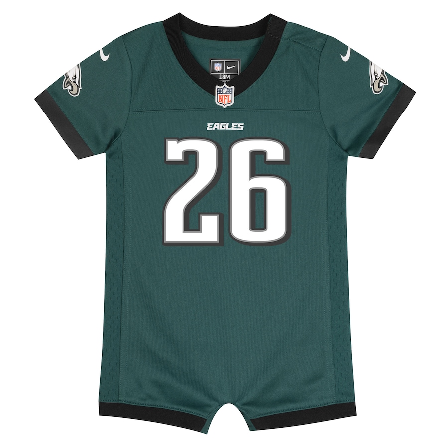 Saquon Barkley Philadelphia Eagles Nike Newborn Romper Game Jersey - Midnight Green thumbnail 3