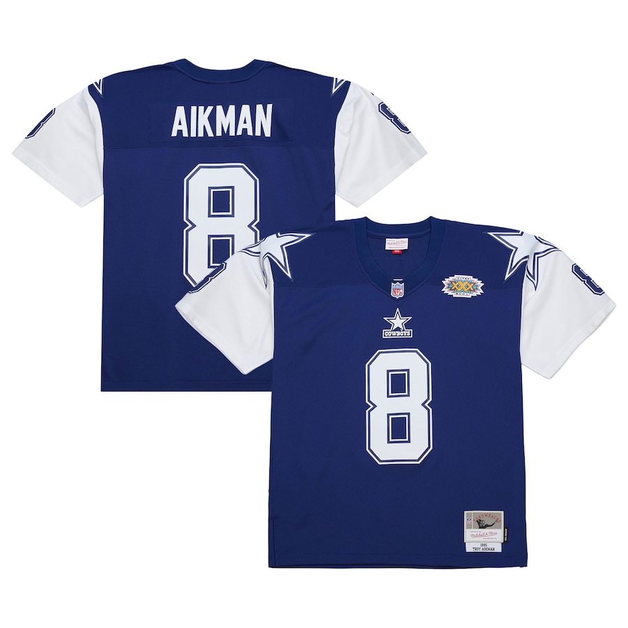 Troy Aikman Dallas Cowboys Mitchell & Ness 1995 Legacy Replica Jersey - Navy thumbnail 2