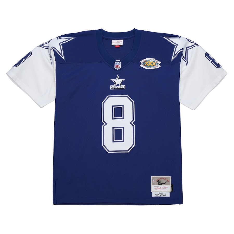 Troy Aikman Dallas Cowboys Mitchell & Ness 1995 Legacy Replica Jersey - Navy thumbnail 3