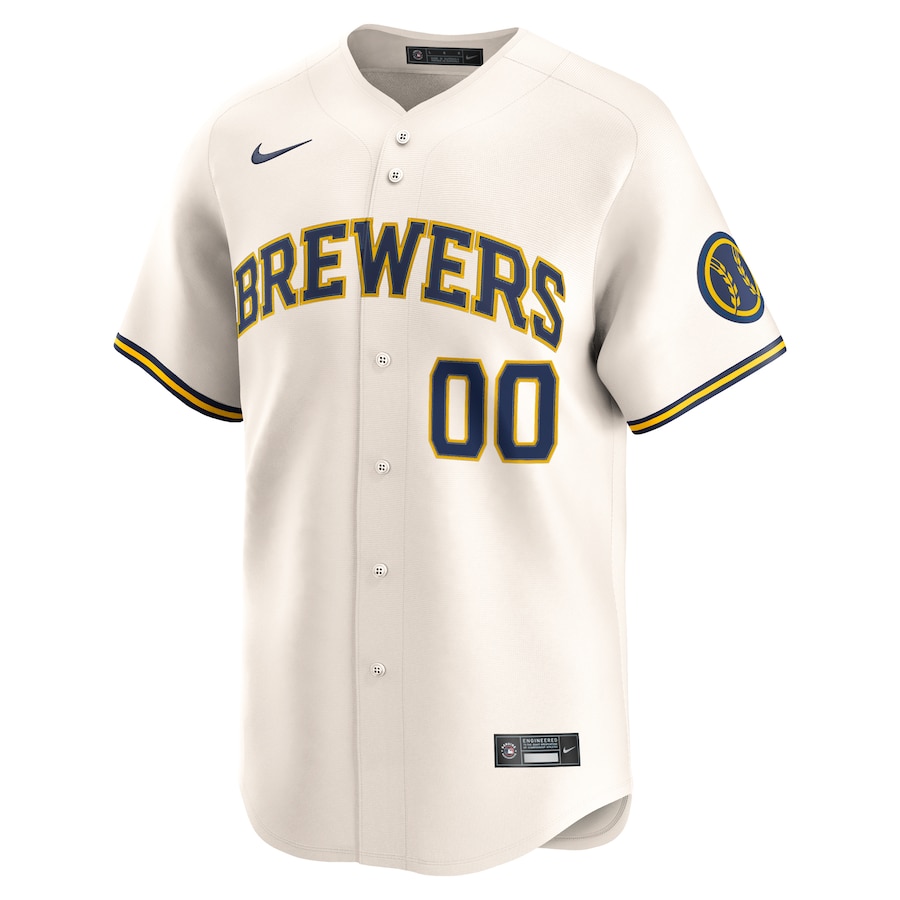 Milwaukee Brewers Nike Home Limited Custom Jersey - Cream thumbnail 3