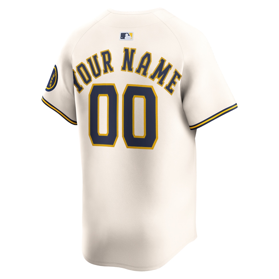 Milwaukee Brewers Nike Home Limited Custom Jersey - Cream thumbnail 4