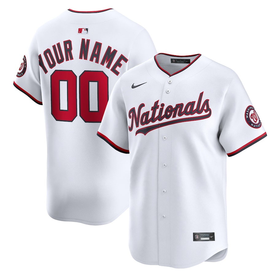 Washington Nationals Nike Home Limited Custom Jersey - White thumbnail 2