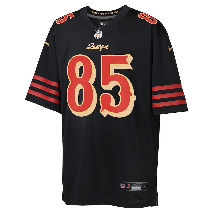 George Kittle San Francisco 49ers Nike Youth 2025 Rivalries Collection Game Jersey - Black thumbnail 3