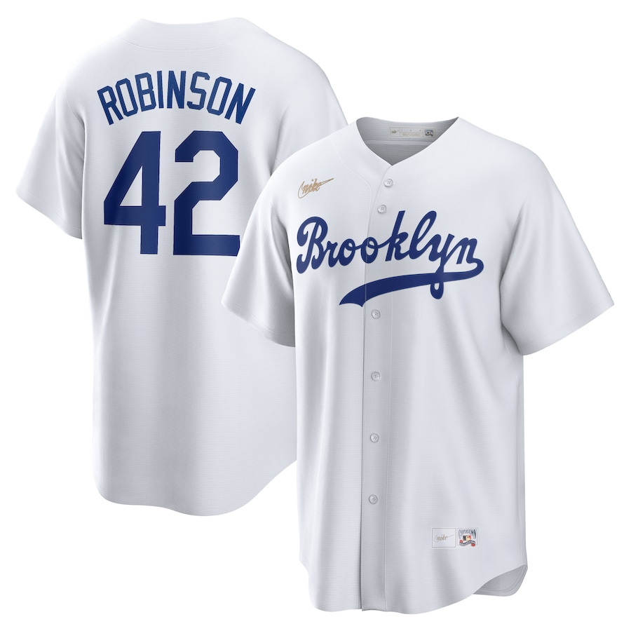 Jackie Robinson Brooklyn Dodgers Nike Cooperstown Collection Jackie Robinson Day Jersey - White thumbnail 2